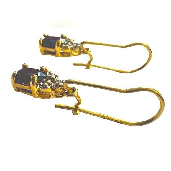 Ross-Simons | Sapphire & Diamond Gold Vermeil Earrings - Picture 6 of 13